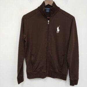 Ralph Lauren Golf Womens Full Zip Equestrian Jacket Size M Brown Big Pony Preppy